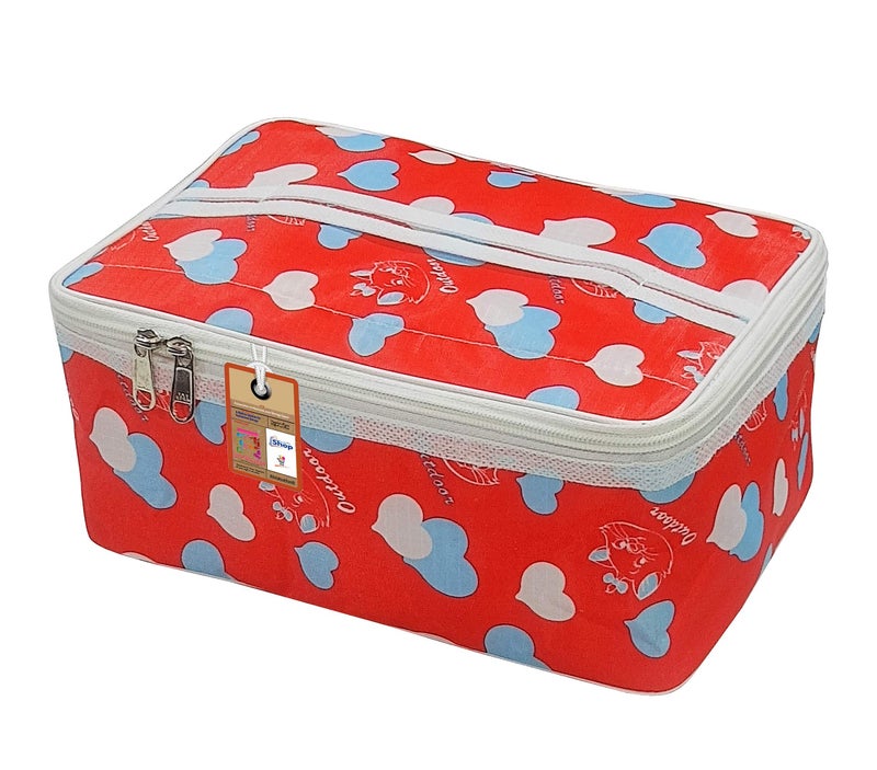 atorakushon® Fabric Women Makeup Storage Box Travel Vanity Cosmetic Utility Toiletry Bag Wardrobe Organizer Jewellery Pouch Pack of 1 (Multicolor) - Image 1