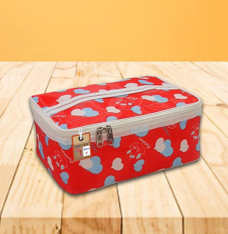 atorakushon® Fabric Women Makeup Storage Box Travel Vanity Cosmetic Utility Toiletry Bag Wardrobe Organizer Jewellery Pouch Pack of 1 (Multicolor) - Image 4