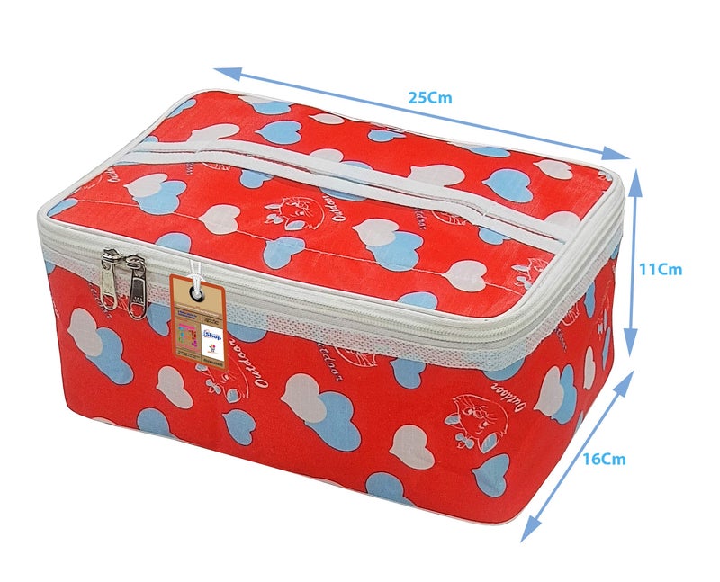atorakushon® Fabric Women Makeup Storage Box Travel Vanity Cosmetic Utility Toiletry Bag Wardrobe Organizer Jewellery Pouch Pack of 1 (Multicolor) - Image 5