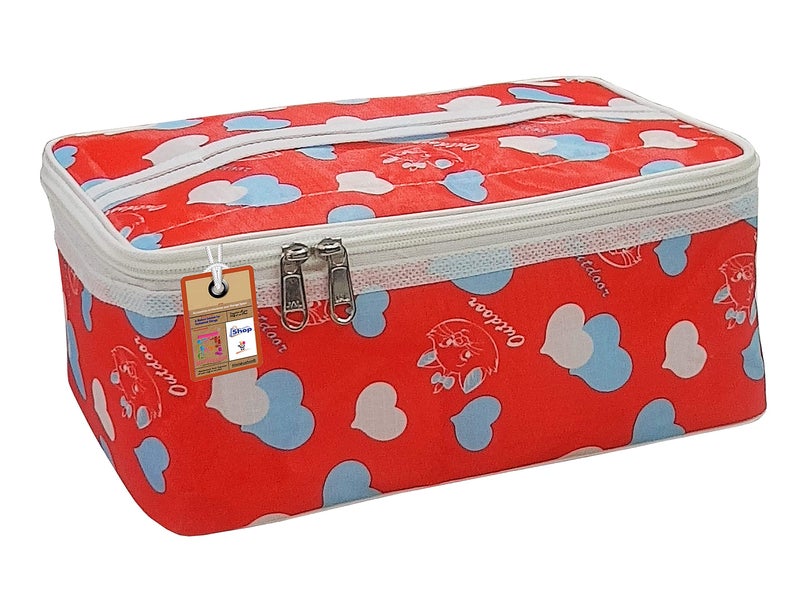 atorakushon® Fabric Women Makeup Storage Box Travel Vanity Cosmetic Utility Toiletry Bag Wardrobe Organizer Jewellery Pouch Pack of 1 (Multicolor) - Image 2