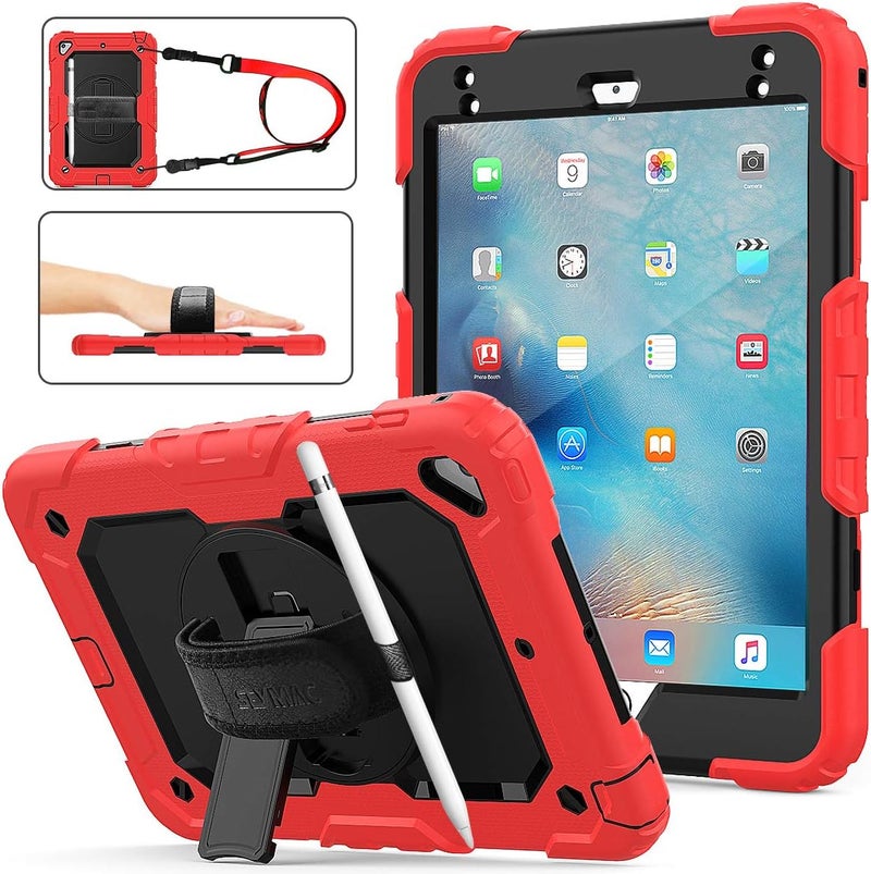 SEYMAC Case for iPad Mini 7 (A17 Pro) 2024 / Mini 6 8.3'' with Screen Protector Pencil Holder [Rotating Stand & Strap], Drop-Proof Case for iPad Mini 7th / 6th Generation 8.3", Black - Image 1
