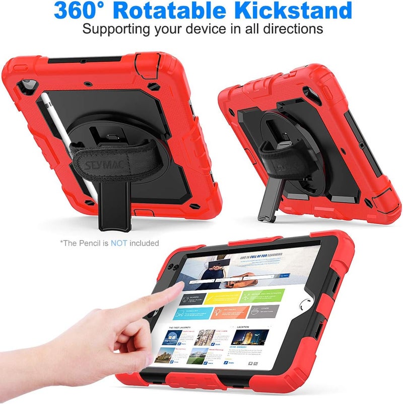SEYMAC Case for iPad Mini 7 (A17 Pro) 2024 / Mini 6 8.3'' with Screen Protector Pencil Holder [Rotating Stand & Strap], Drop-Proof Case for iPad Mini 7th / 6th Generation 8.3", Black - Image 5