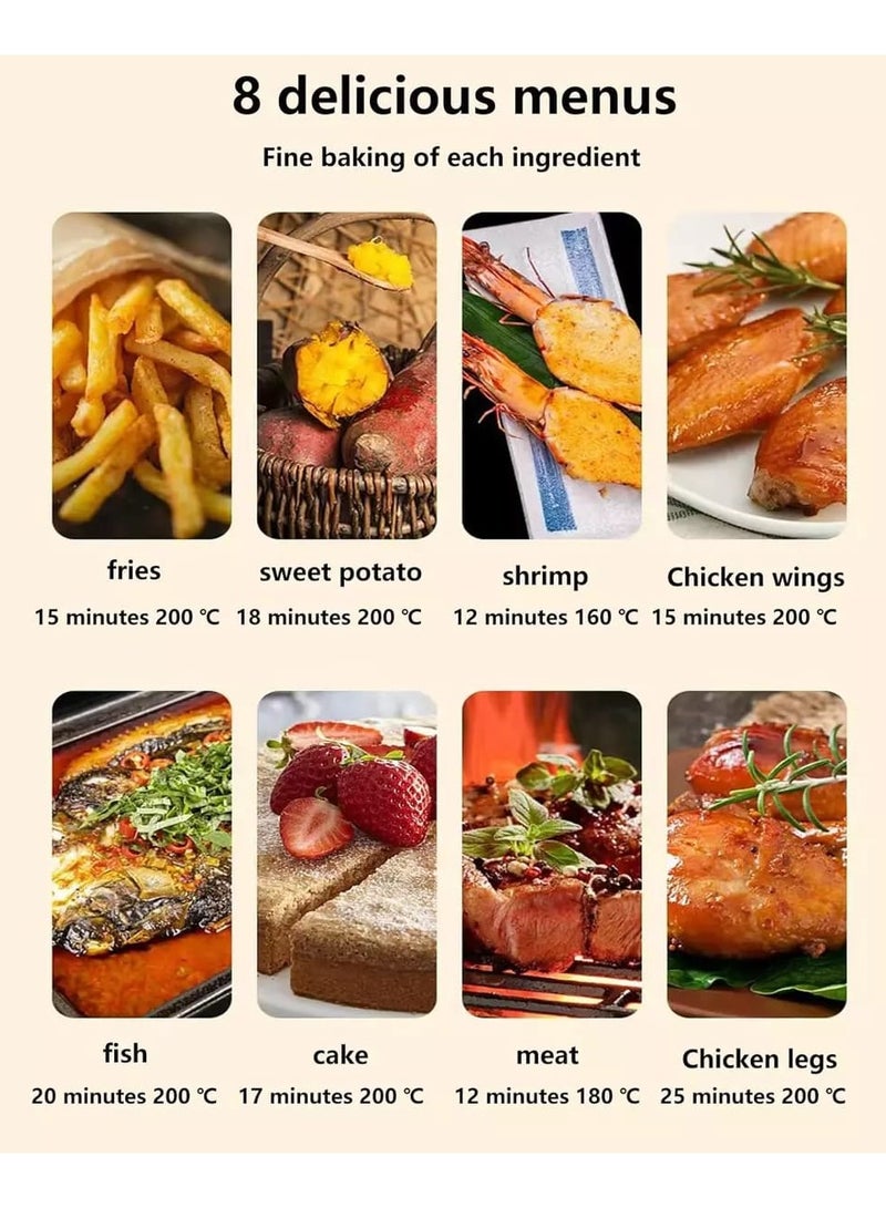 سيلفر كريست مقلاة هوائية متعددة الوظائف سعة 10 لتر، 1600 وات مع وظائف محددة مسبقًا، والتحكم في درجة الحرارة، وآمنة للاستخدام في غسالة الأطباق، والطهي الخالي من الزيت، مقلاة هوائية سوداء للقلي والخبز والتحميص والشوي - Image 5