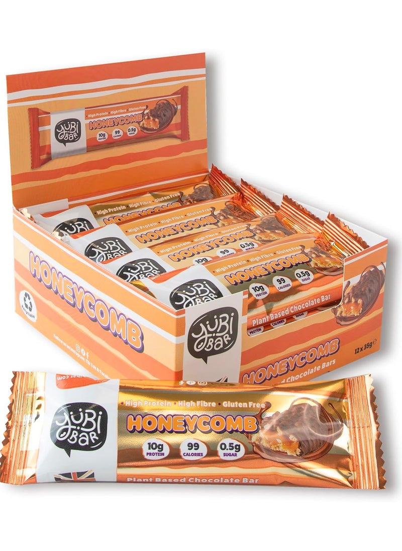 YuBi Bar Yubi Bar Vegan Honeycomb Protein Bars – 12 x 35 g (Total 420 g) – 99 Calories, High Protein & Fibre, Low Sugar, Gluten & Dairy-Free Snack, Made in UK  - Image 1