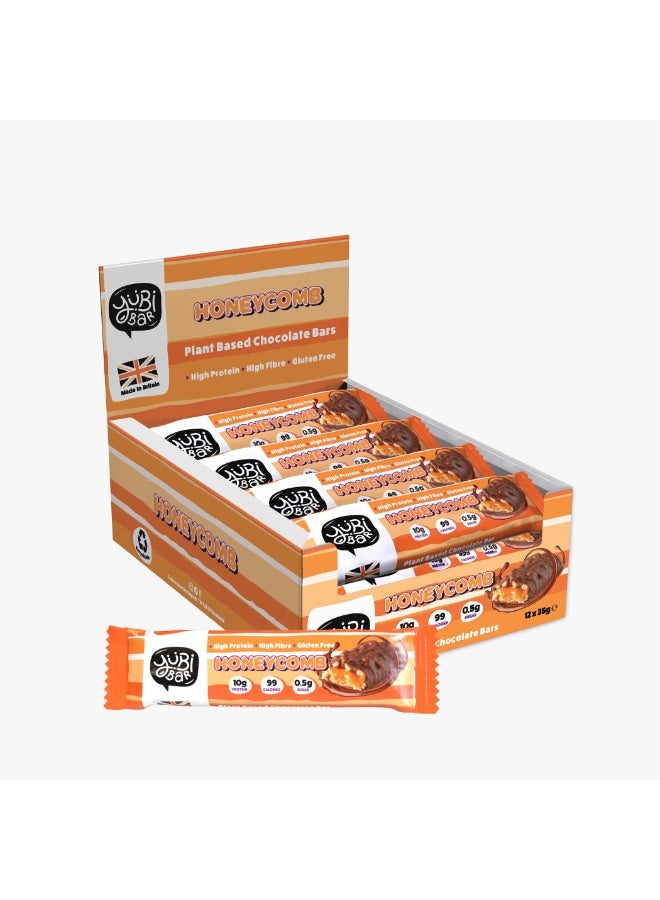 Yubi Bar Vegan Honeycomb Protein Bars – 12 x 35 g (Total 420 g) – 99 Calories, High Protein & Fibre, Low Sugar, Gluten & Dairy-Free Snack, Made in UK - Image 1
