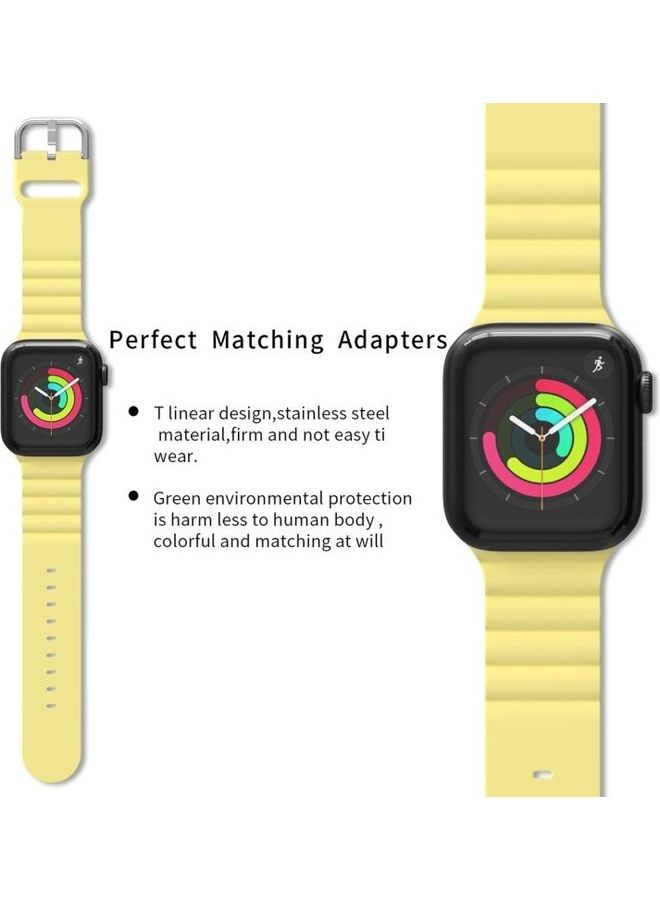 NIBEMINENT Watch Strap For Apple Series 7 41mm/6 & SE 5 4 40mm/3 2 1 38mm Yellow - Image 5