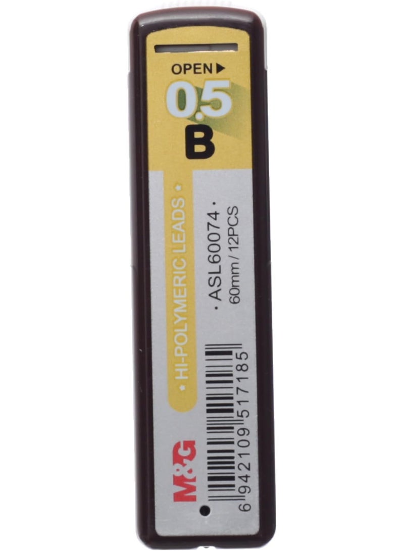 M&G Hi-Polymeric Leads, Smooth Writing, B 0.5mm, Durable Graphite