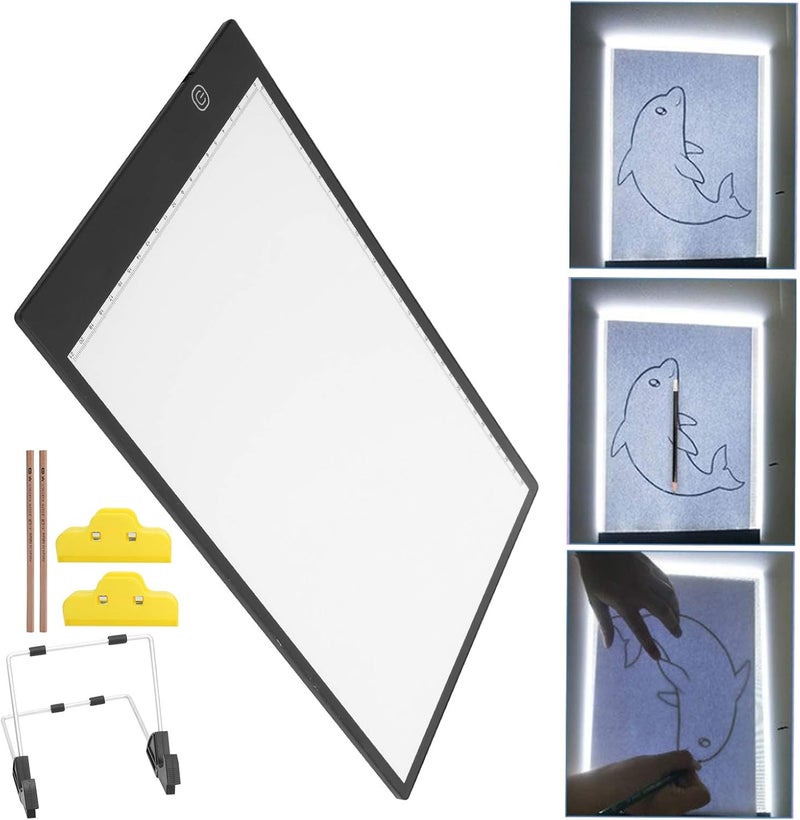 لوحة رسم LED، لوحة LED للرسم، قابلة للتعديل في السطوع مع 3 مستويات سطوع، مصنوعة من أكريليك رقيق، مناسبة للرسم والجرافيتي والخط، تشمل: - Image 4