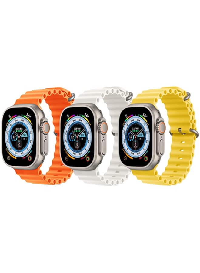 IAF Silicone Ocean Band Strap for Apple Watch 38/40/41mm Orange/Snow White/Yellow Set of 3