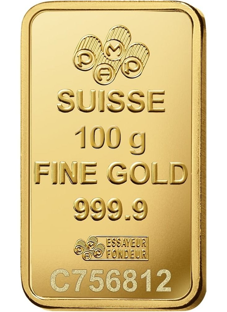 PAMP - Swiss Made 24K(999.9) Pamp 100g Gold Bar - Image 1