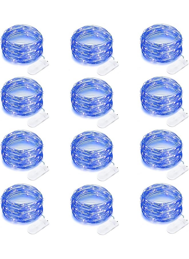 The Bros Fairy Lights Battery Operated String Lights 12 Pack 7 Feet 20 Led Waterproof Christmas Lights Silver Wire Firefly Starry Moon Lights for Bedroom DIY Party Wedding Patio Christmas (Blue)  - Image 1