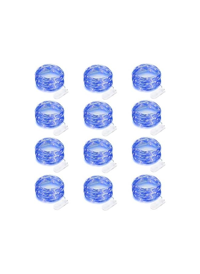 The Bros Fairy Lights Battery Operated String Lights 12 Pack 7 Feet 20 Led Waterproof Christmas Lights Silver Wire Firefly Starry Moon Lights for Bedroom DIY Party Wedding Patio Christmas (Blue)  - Image 2