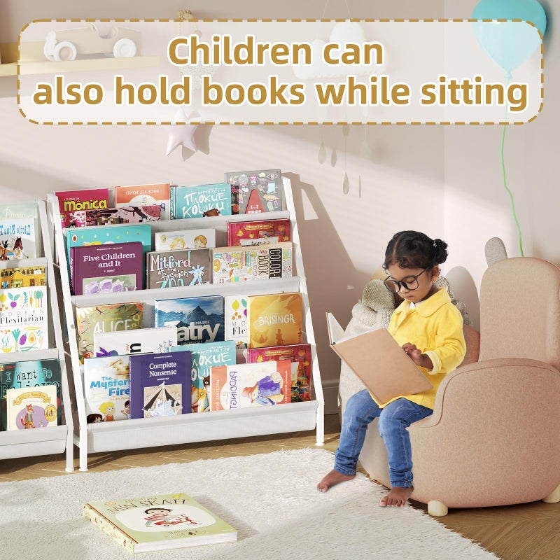 Aokitsink 4-Tier Kids Bookshelf, Book Shelf for Kids Rooms,Book Rack for Kid with Four Deep Pockets,Nursery Bookshelves for Kid' Playroom, Toddler Bookshelf as a Children's Gift - Image 3