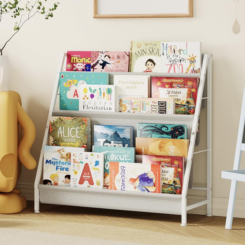 Aokitsink 4-Tier Kids Bookshelf, Book Shelf for Kids Rooms,Book Rack for Kid with Four Deep Pockets,Nursery Bookshelves for Kid' Playroom, Toddler Bookshelf as a Children's Gift - Image 1