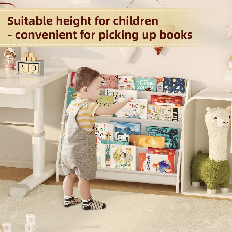Aokitsink 4-Tier Kids Bookshelf, Book Shelf for Kids Rooms,Book Rack for Kid with Four Deep Pockets,Nursery Bookshelves for Kid' Playroom, Toddler Bookshelf as a Children's Gift - Image 2