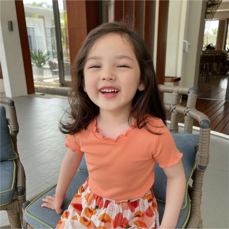 Girls' Summer Tank T-Shirt Round Neck Korean Goods Children's Clothing New Children's Solid Color Base Shirt Knitted Inner Jacket Trendy 6 - Image 1