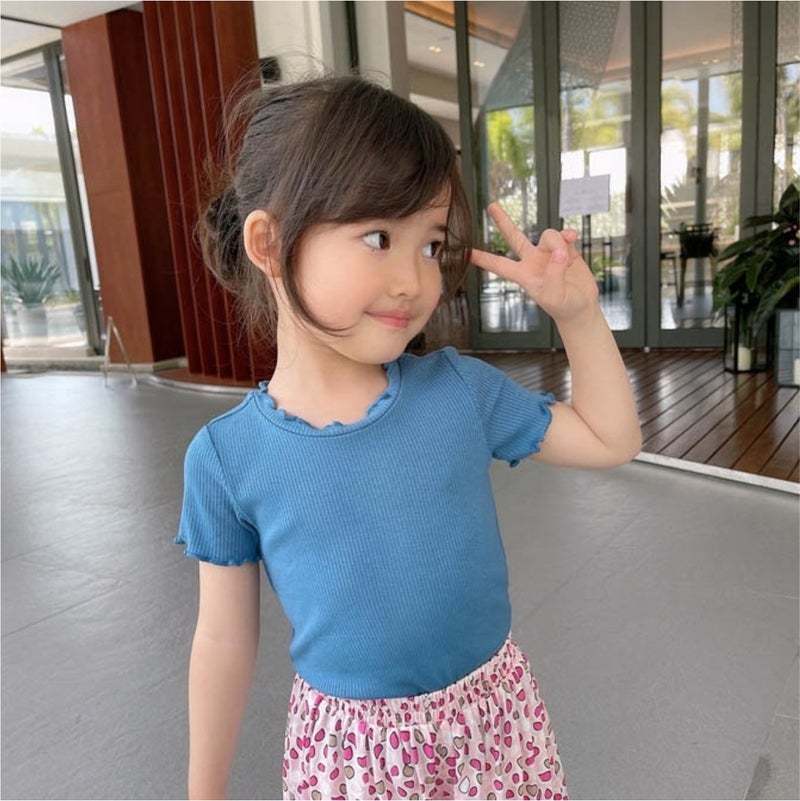 Girls' Summer Tank T-Shirt Round Neck Korean Goods Children's Clothing New Children's Solid Color Base Shirt Knitted Inner Jacket Trendy 6 - Image 5