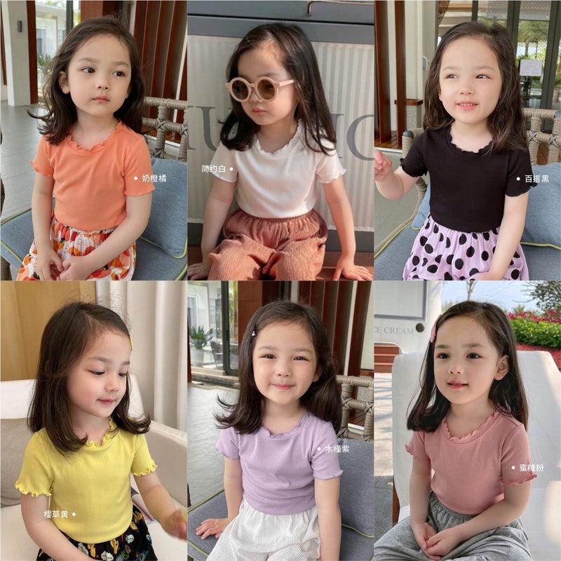 Girls' Summer Tank T-Shirt Round Neck Korean Goods Children's Clothing New Children's Solid Color Base Shirt Knitted Inner Jacket Trendy 6 - Image 3