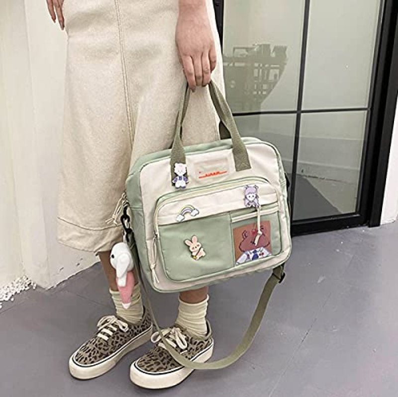 Cute Backpack with Charm Lightweight Water-Resistant Nylon Kawaii Bag - 30-Liter Capacity Padded Shoulder Straps Laptop Backpack for School and Travel - Image 4