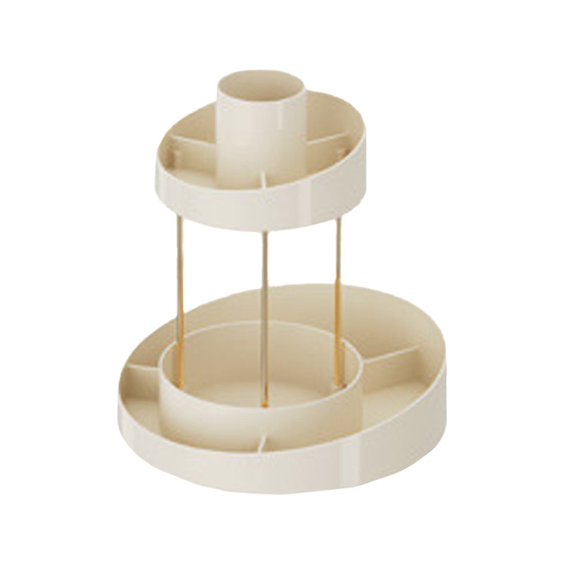 2 Tiers Rotating Makeup Organizer Bathroom Countertop Storage Shelf for Cosmetics Skincare, Vanity Make Up Holder - Image 2