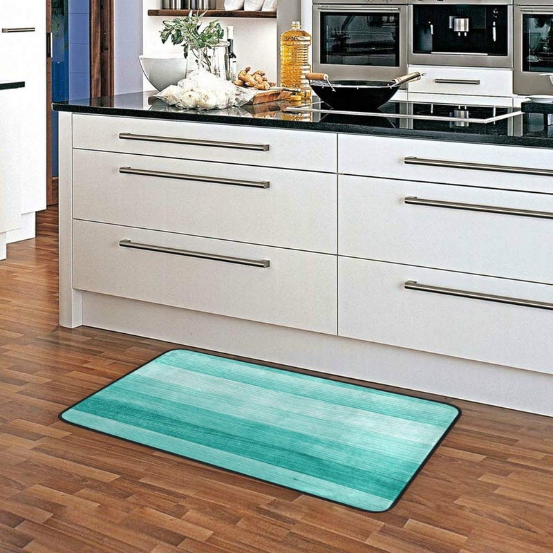 senya Kitchen Rugs Teal Turquoise Green Wood Design Non-Slip Soft Kitchen Mats Bath Rug Runner Doormats Carpet for Home Decor  39"" X 20"" - Image 2
