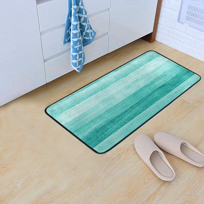senya Kitchen Rugs Teal Turquoise Green Wood Design Non-Slip Soft Kitchen Mats Bath Rug Runner Doormats Carpet for Home Decor  39"" X 20"" - Image 3