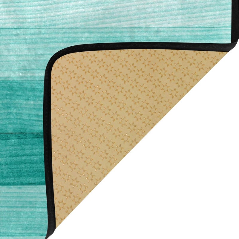 senya Kitchen Rugs Teal Turquoise Green Wood Design Non-Slip Soft Kitchen Mats Bath Rug Runner Doormats Carpet for Home Decor  39"" X 20"" - Image 5