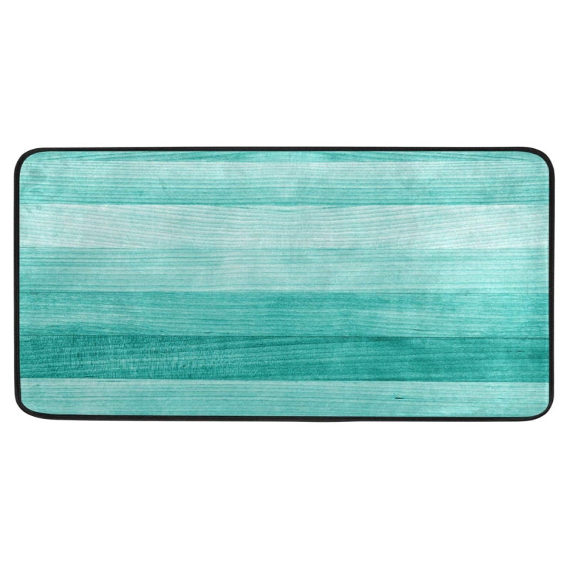 senya Kitchen Rugs Teal Turquoise Green Wood Design Non-Slip Soft Kitchen Mats Bath Rug Runner Doormats Carpet for Home Decor  39"" X 20"" - Image 1