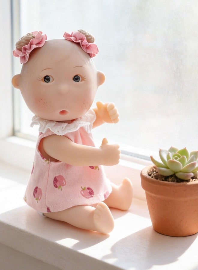 Cloveray Mini Baby Doll, 7 Inch Mini Baby Doll with 5 Movable Joints, Thumb-Sucking Pose, Full Body Vinyl Doll for Play, Display, and Collection, Gifts for Boys and Girls, Collectors, Ages 3+ (Pink) - Image 3