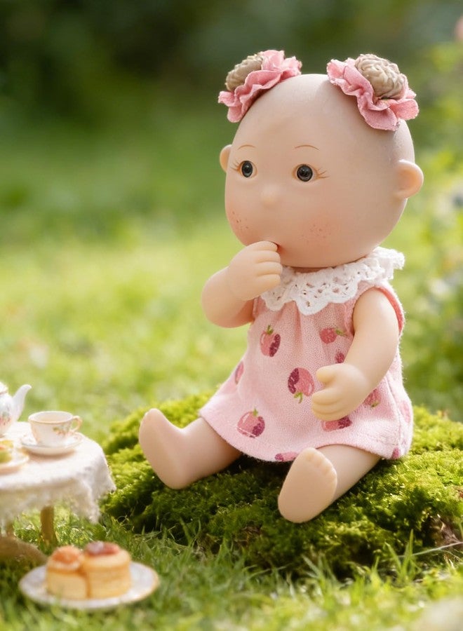 Cloveray Mini Baby Doll, 7 Inch Mini Baby Doll with 5 Movable Joints, Thumb-Sucking Pose, Full Body Vinyl Doll for Play, Display, and Collection, Gifts for Boys and Girls, Collectors, Ages 3+ (Pink) - Image 1