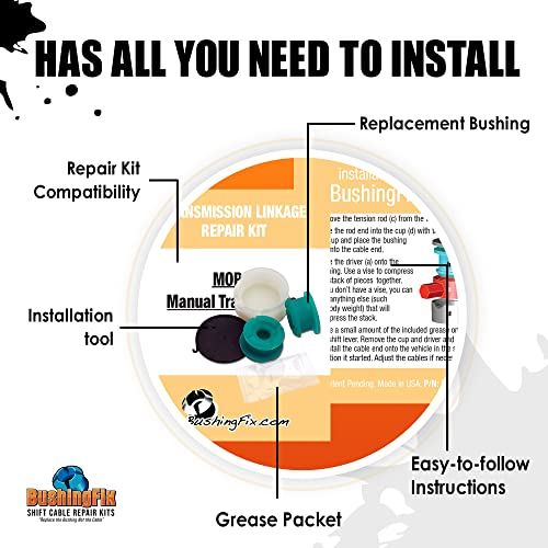 BushingFix.com BushingFix DA1KIT Manual Transmission Shift Tensioner Rod Bushing Repair Kit, Shifter Cable Bushing Fits Select Fiat, Jeep, and Dodge Models, Manual Transmission Shift Cable Replacement Bushing - Image 2