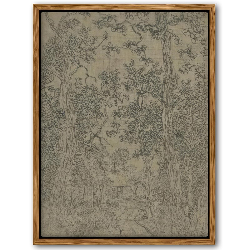 AKWISH Vintage Framed Landscape Wall Art, Rustic Forest Canvas Print, Bedroom Kitchen Shelf Decor, Dark Moody Retro Country Farmhouse Pictures Wall Decor for Living Room Home Office 12x16 inch - Image 1