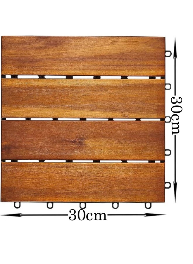 LINGWEI Pack of 10 Wooden 𝑰𝒏𝒕𝒆𝒓𝒍𝒐𝒄𝒌𝒊𝒏𝒈 𝑫𝒆𝒄𝒌 𝑻𝒊𝒍𝒆𝒔 Waterproof Outdoor & Indoor Patio Tiles - Image 2