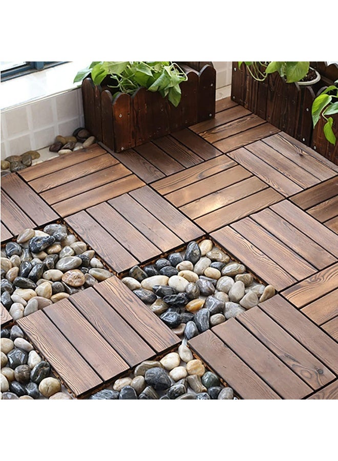 LINGWEI Pack of 10 Wooden 𝑰𝒏𝒕𝒆𝒓𝒍𝒐𝒄𝒌𝒊𝒏𝒈 𝑫𝒆𝒄𝒌 𝑻𝒊𝒍𝒆𝒔 Waterproof Outdoor & Indoor Patio Tiles - Image 1
