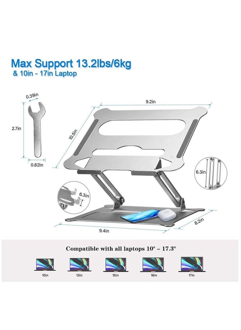 حامل لابتوب قابل للتعديل، حامل لابتوب مريح للمكتب، حامل لابتوب من الألمنيوم خفيف الوزن، حامل كمبيوتر متوافق مع ماك ماك بوك برو إير، لينوفو، إتش بي، ديل والمزيد من 10-17.3 بوصة نوت بوك - Image 5