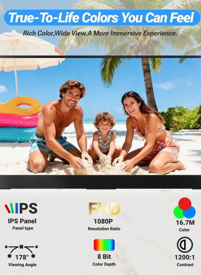 Ingnok شاشة OLKIEQZ المحمولة، 15.6 بوصة FHD 1080P IPS لتمديد شاشة اللابتوب مع تباين 1200:1، USB C HDMI وحامل قابل للتعديل، منفذ - Image 3