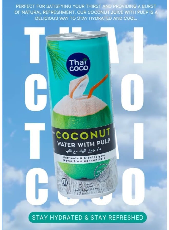 Thai Coco Coconut Water with Pulp 245ml - Image 4