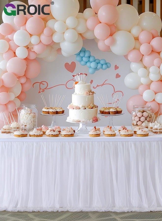 GROIC 6 FT White Tulle Table Skirt,Table Skirt Tablecloth for Round Rectangular Tables,Party Table Cover,Table Cloth for Banquet, Wedding, Baby Shower,Party Decorations - Image 5