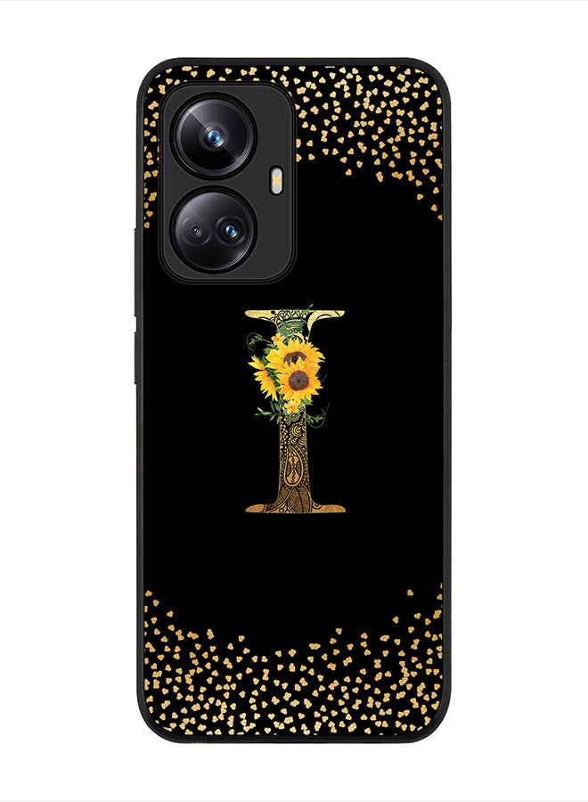 Stylizedd Cover for Realme 10 Pro Plus 5G Case , Rugged Black Slim fit Phone Cases Custom Monogram Initial Letter Mandala Floral Pattern Alphabet-I (Dark Pink Rose) - Image 1