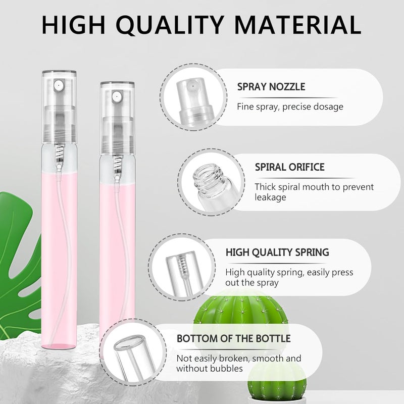 Csdtylh Mini Spray Bottles 70PCS 10ML Clear Glass Perfume Bottles Refillable Fine Mist Spray Bottles Empty Fragrance Sample Spray Containers Cosmetics Atomizer for Cleaning,Travel,Essential Oils - Image 3
