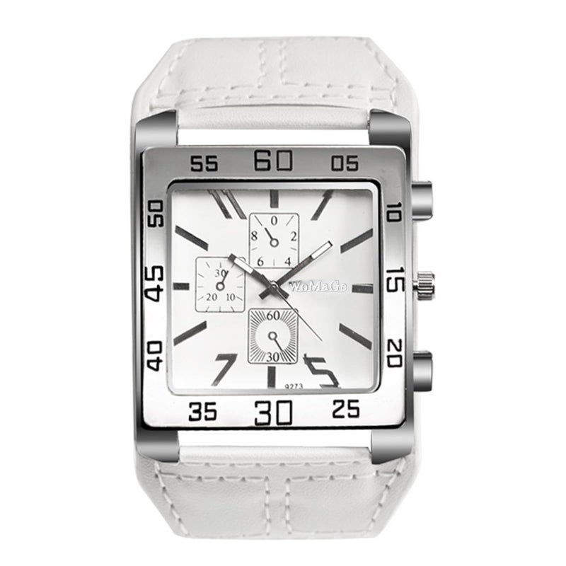 Avaner Men's Leather Square Watches: Steampunk Oversize Large Dial Big Face Wide Band Wrist Watch - Image 3