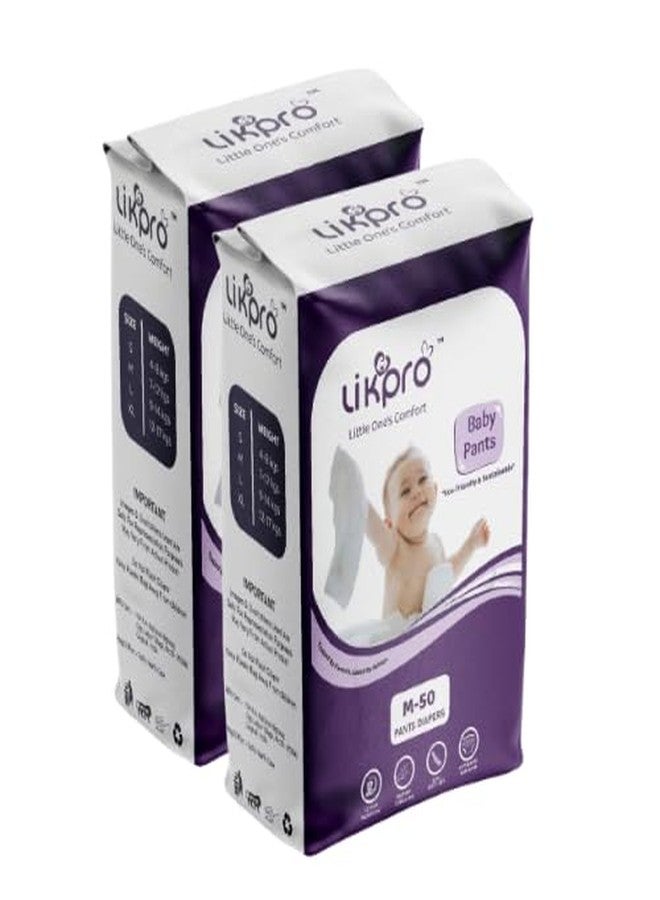 Likpro Premium Baby Diapers | Ultra Soft, Dry & Leak-Proof | Anti-Rash Cottony Layer, 12-Hour Absorption, Flexible Fit | Size S, M, L, XL (M, 100, count) - Image 1