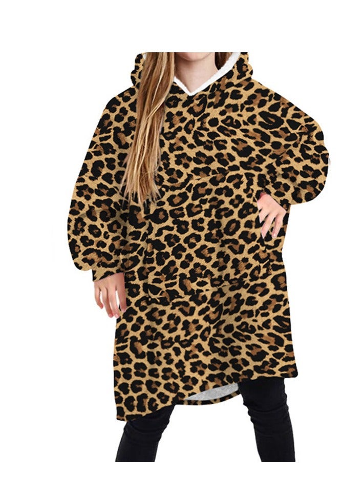 Loquat 2024 Blanket Children's Solid Color Hoodie Warm Casual Jacket TV Blanket 