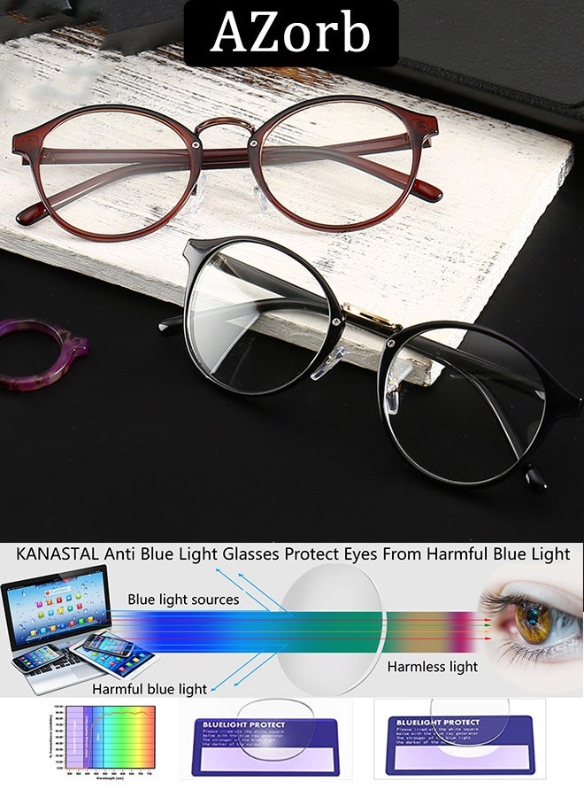 AZorb Round Glasses for Women Men Clear Lens eye glasses Stylish with Spring Hinges Lightweight Eyeglasses - Image 5