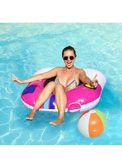 FindUWill FindUWill Inflatable Pool Floats Adult, 2 Pack 42'' Large Pool Float Swimming Ring with 2Pcs Beach Balls, Camera Pool Toys Pool Floaties for Adult Funny, Summer Party Decoration Supplies(Blue & Pink)  - Image 2