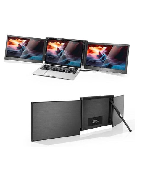 V2COM OFIYAA P2 PRO Triple Portable Monitor for Laptop Screen Extender Dual Monitor 13.3'' FHD 1080P IPS Display Type-C/PD/TF Support M1/M2 MacBook, for 13.3''-16.5'' Notebook Computer Mac
