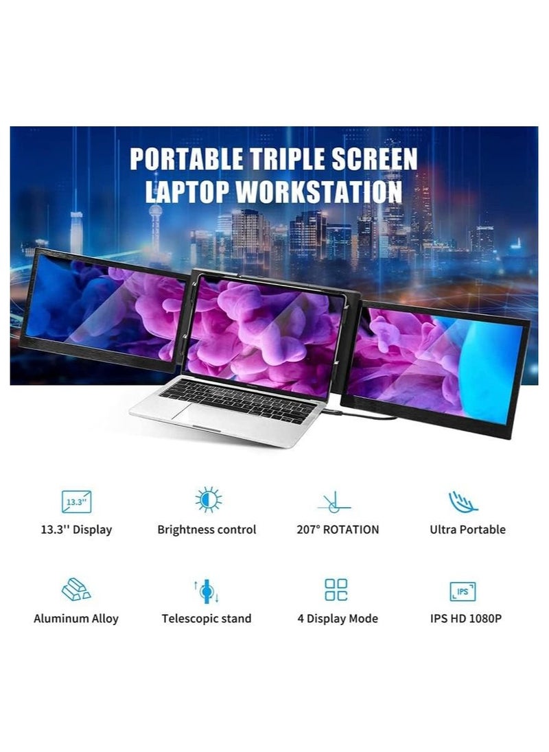 V2COM - V2COM OFIYAA P2 PRO Triple Portable Monitor for Laptop Screen Extender Dual Monitor 13.3'' FHD 1080P IPS Display Type-C/PD/TF Support M1/M2 MacBook, for 13.3''-16.5'' Notebook Computer Mac - Image 1