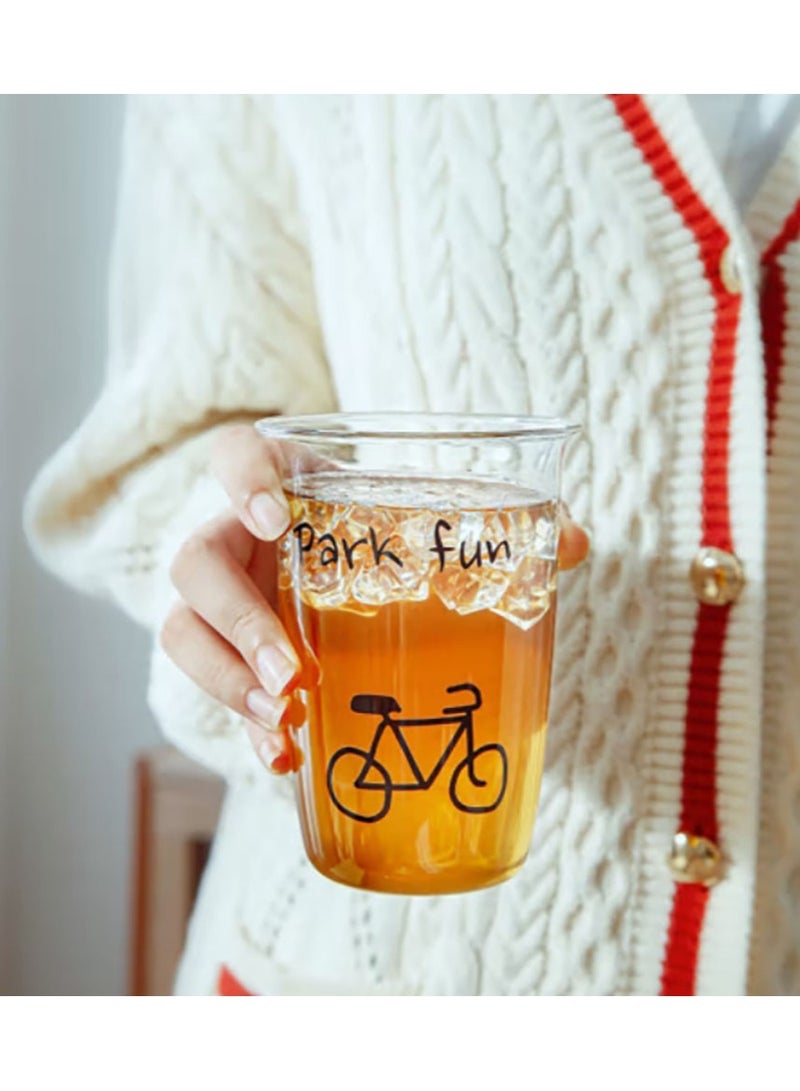 Jingke Glass Cup Large Capacity Coffee Cup Juice Cup Beverage Cup Tea Cup 450ML - Image 4