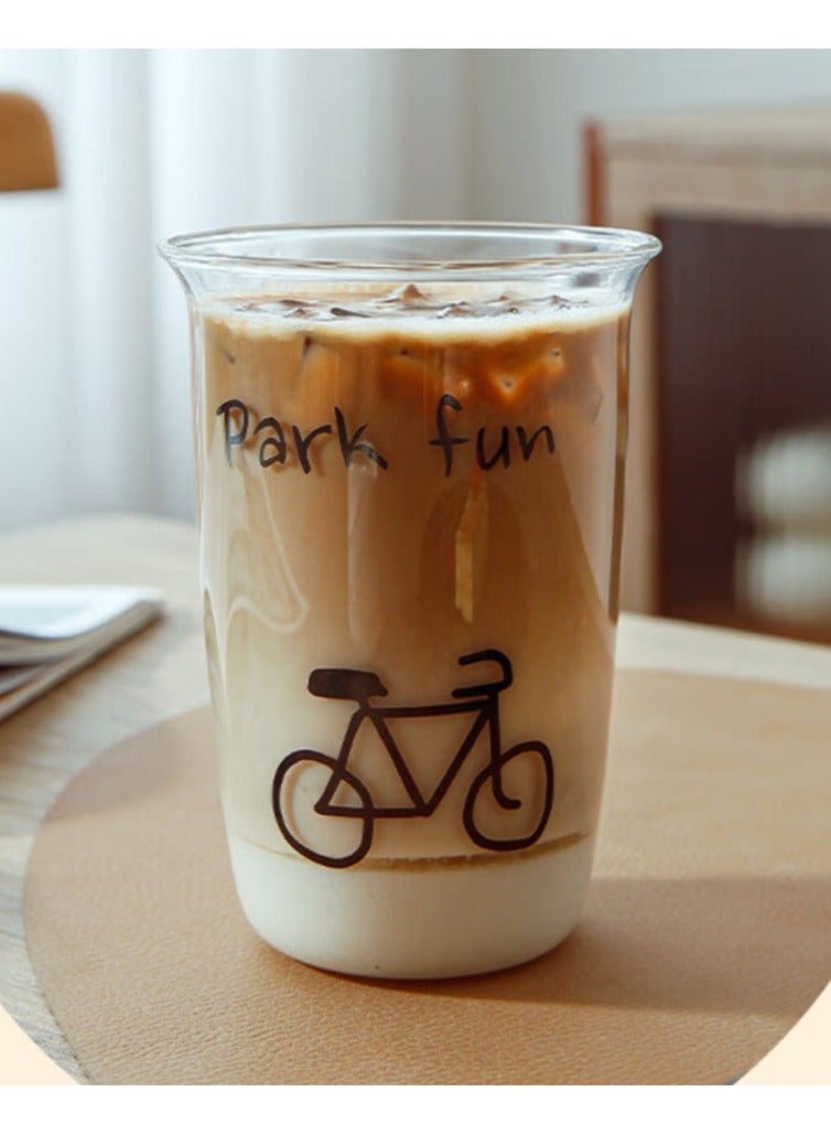 Jingke Glass Cup Large Capacity Coffee Cup Juice Cup Beverage Cup Tea Cup 450ML - Image 1