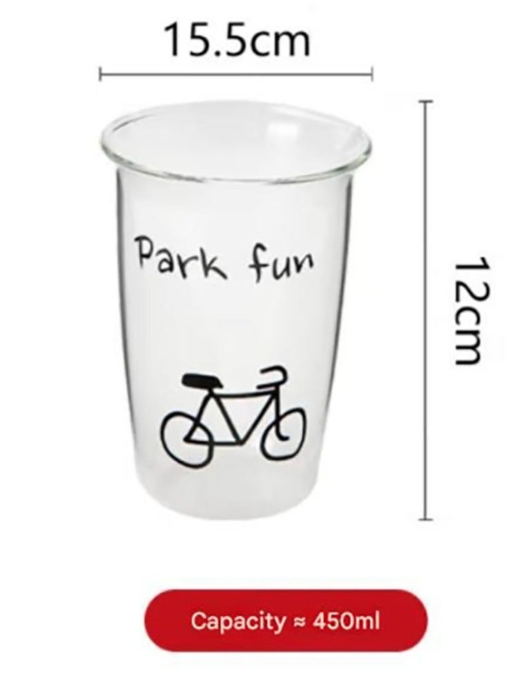 Jingke Glass Cup Large Capacity Coffee Cup Juice Cup Beverage Cup Tea Cup 450ML - Image 2